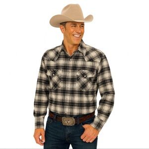 Venor Black White Plaid Flannel Shirt Men’s Medium 100% Cotton Casual